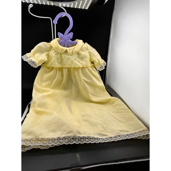 Cabbage Patch Kids Preemie Yellow Tulips Gown Dress Girl Vtg 1980s White READ