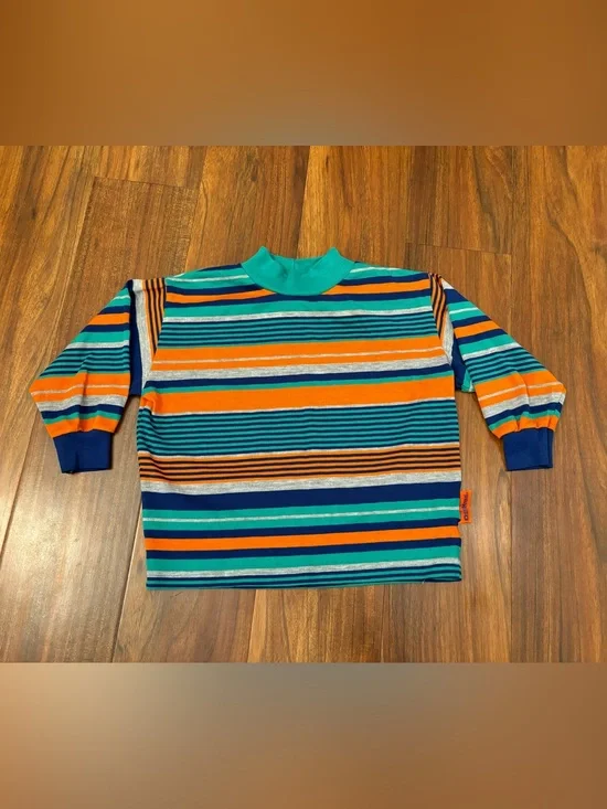 Osh Kosh B’Gosh vintage orange/green/blue/grey stripe long sleeve shirt