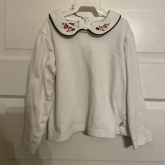 Vintage OshKosh B' Gosh Long Sleeve Peter Pan Collar Flower Embroidered Girls 5T