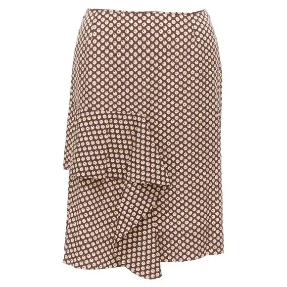 Marni Floral Silk Blend Ruffle Skirt