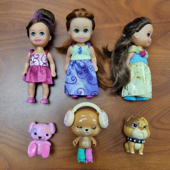 Funville Sparkle Girls dolls lot of 3‎ with pets