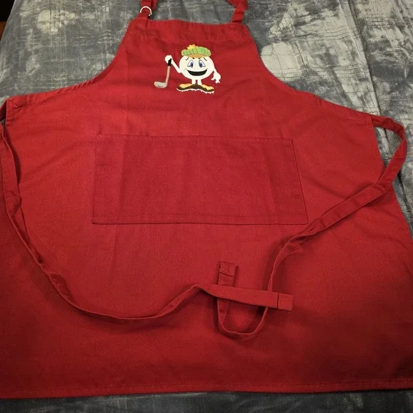 Apron Full Red Handmade Embroidery‎ Golf Ball Golfer Chef Kitchen Accessory