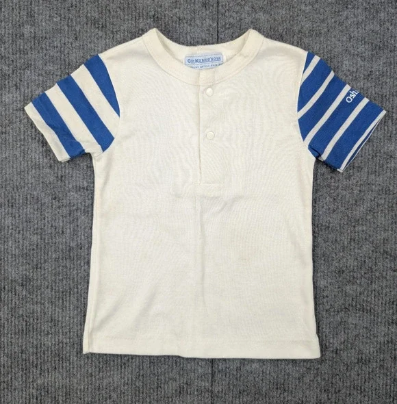 Vintage OshKosh BGosh Shirt Baby Boys 24M Genuine Article Tee Blue Retro Sporty