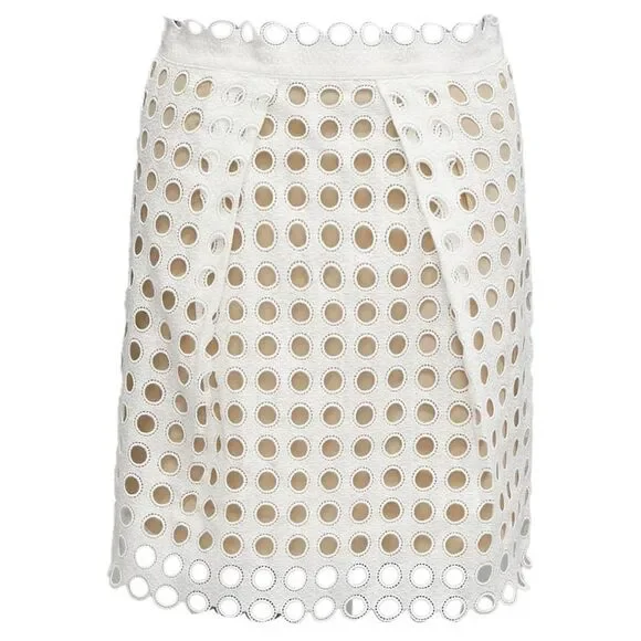 Chloe Eyelet Layered Silk Lined Skirt