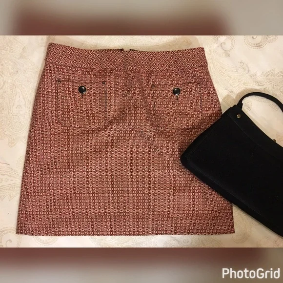 Ann Taylor LOFT Vintage 70’s Skirt Pencil Straight Wool Front Pockets Y2K