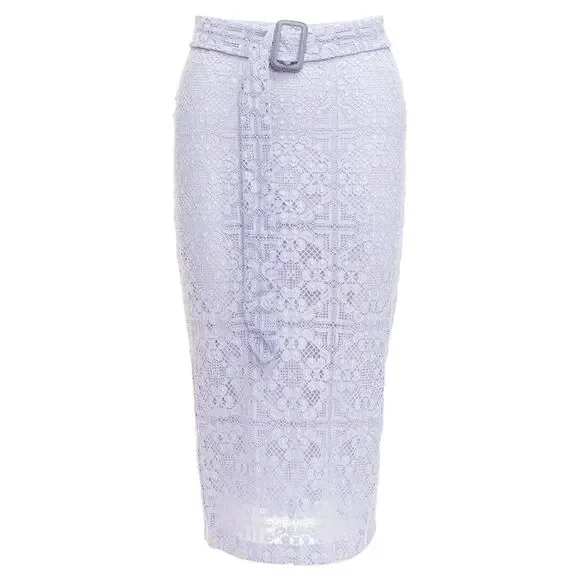 Burberry Lace Belted Pencil Skirt
