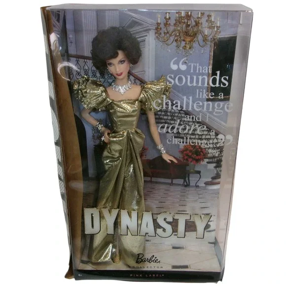 Mattel Dynasty Alexis Carrington Barbie Pink Label Nolan Miller Gold Gown R4431