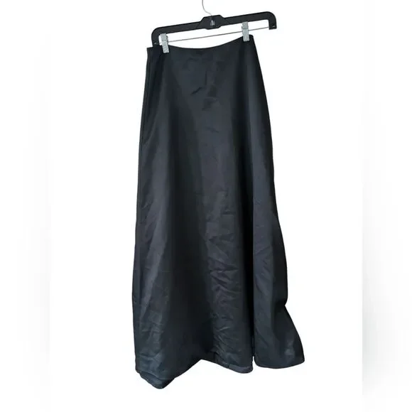 Ann‎ Taylor Black Satin A-line Formal Evening Maxi Vintage Size 10