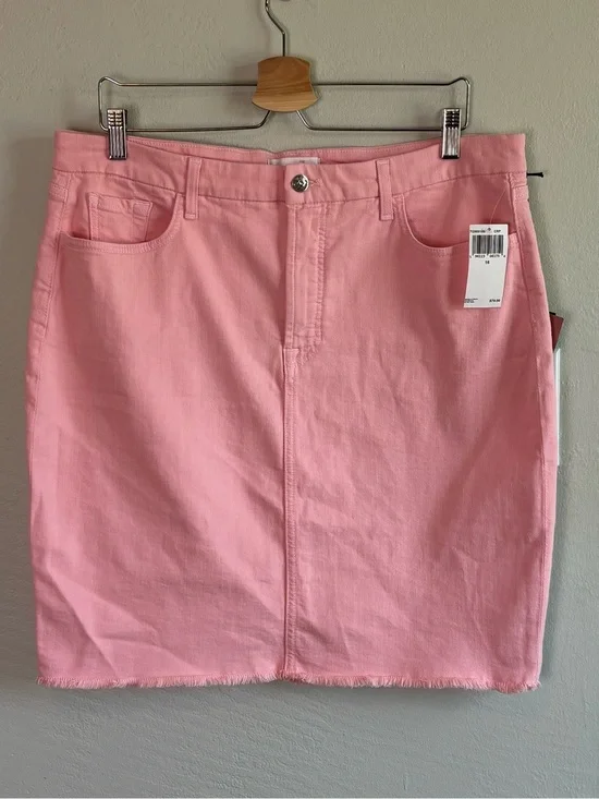 Bundle 2/$30! NEW jen 7 Pink Denim Miniskirt Cute Casual Pastel 16
