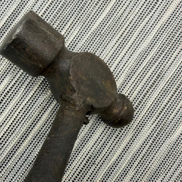 Vintage Ball Peen Hammer Custom Welded Bolt Handle Primitive Blacksmith Tool 8in