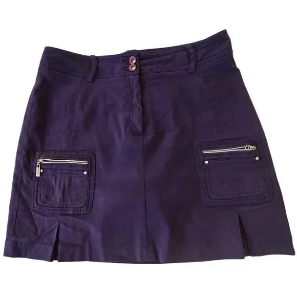 Jamie Sadock Womens Navy Blue Golf Cargo Zippered Pockets Skort Size 6