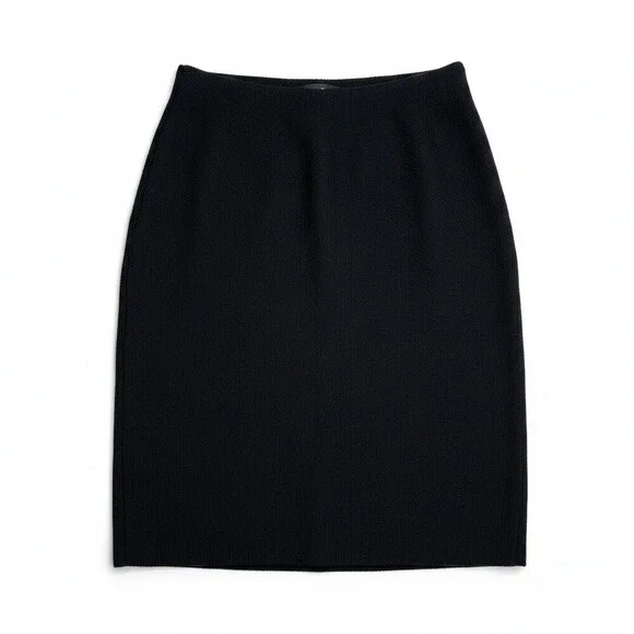 St John Collection Santana Knit Pencil Skirt Size 12 Black Side Zip Closure