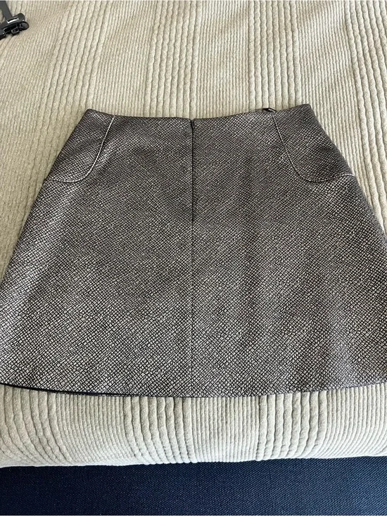 Karen Millen Metallic Textured Mini Skirt - Silver/Black