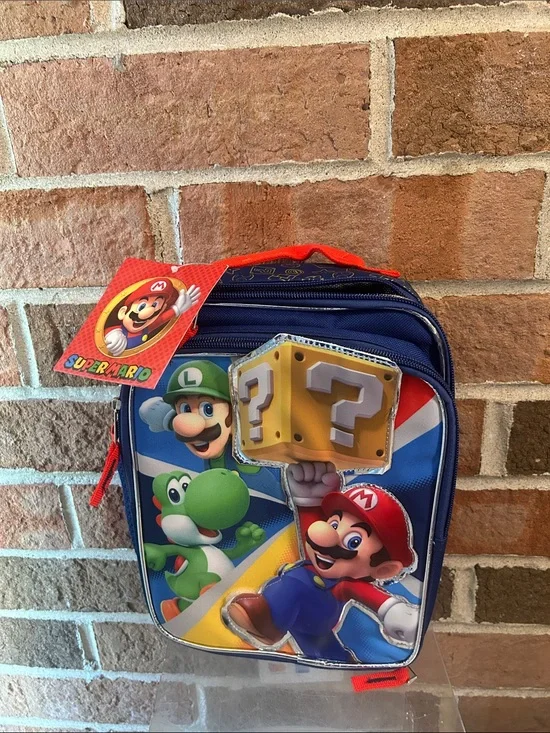 Nintendo Blue and Red Super Mario Lunch Bag with Question Block