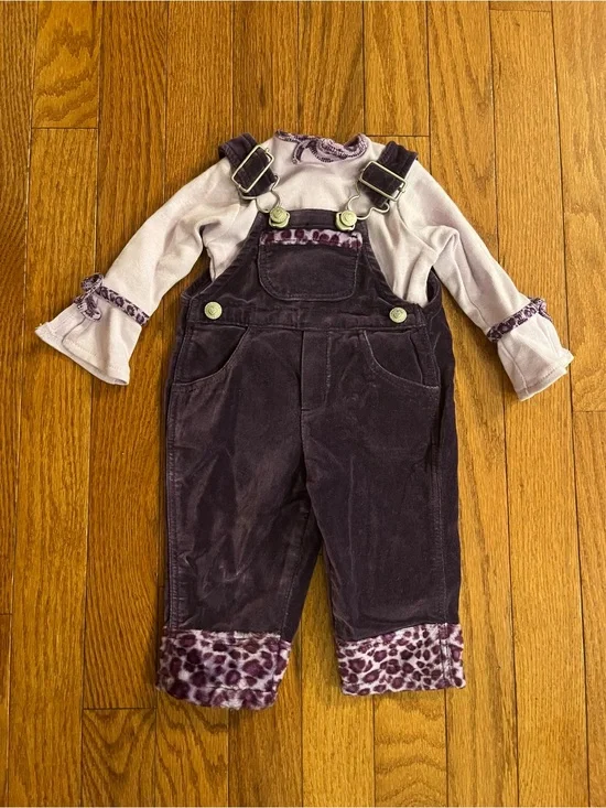 Vintage My Twinn Doll Plum Corduroy Overalls & Shirt Set (Fits 23