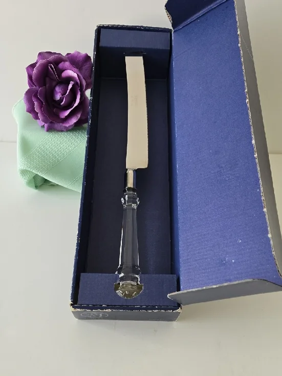 Vintage 1986 Towle Crystal Handle Bridal Cake Knife - 14