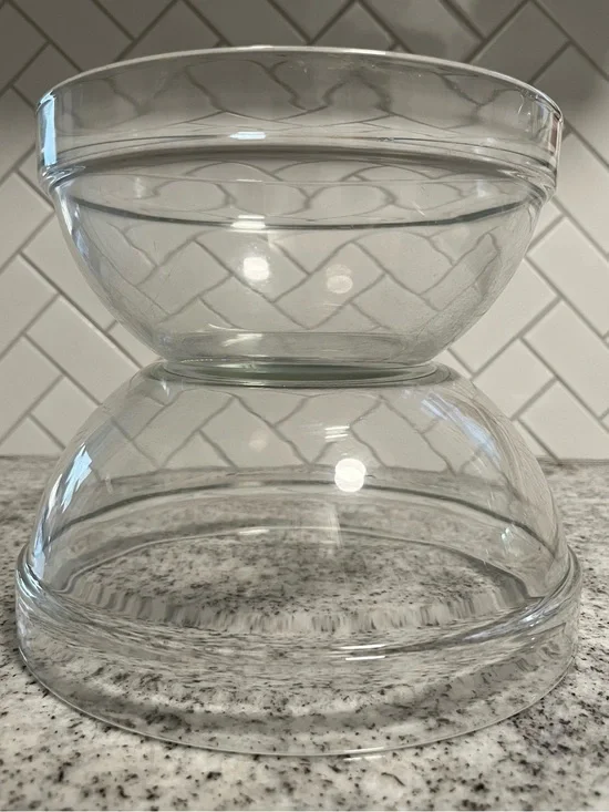 Vintage Arcoroc France Glass Nesting Mixing Bowls Set 2 7.5” & 8.5”
