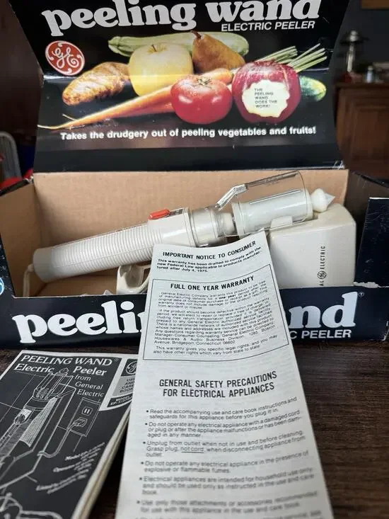 Vintage 1970's GE Peeling Wand Electric Peeler Original Box, Manual