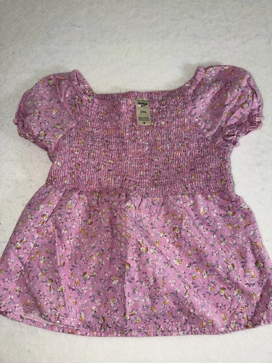 OshKosh B'gosh Pink Floral Smocked Peplum Top