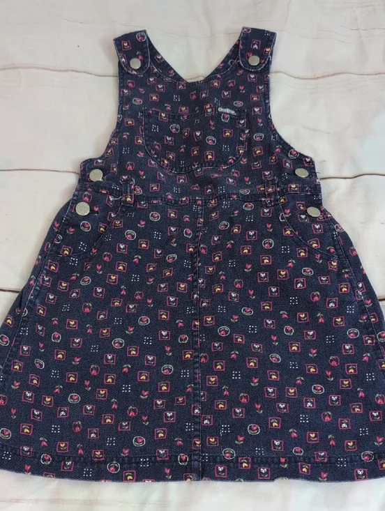 OshKosh Vintage Tulip Jumper Overall Style Dress Girls size 6 Rare Bigger Size