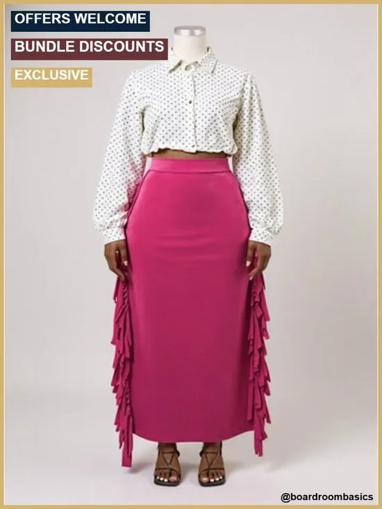 Elastic Waist Bodycon Side Tassels Long Maxi Pencil Skirt