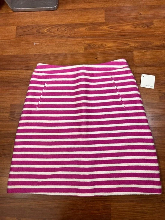 Halogen Sz 2 Tweed Skirt Pink & White Stripe NWT Career