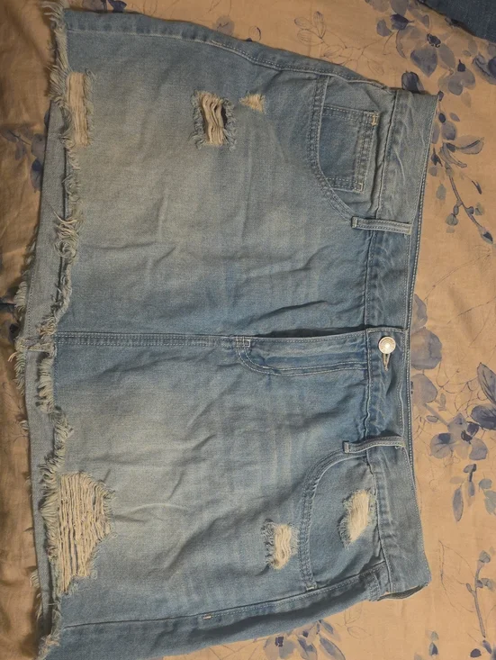 Old Navy Light Blue Distressed Denim Mini Skirt