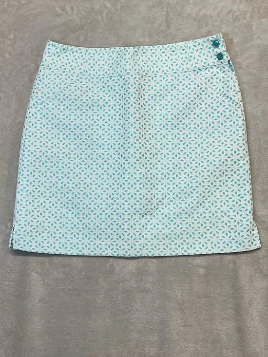 EP Pro White and Turquoise Eyelet Golf Skort Womens Sz 8