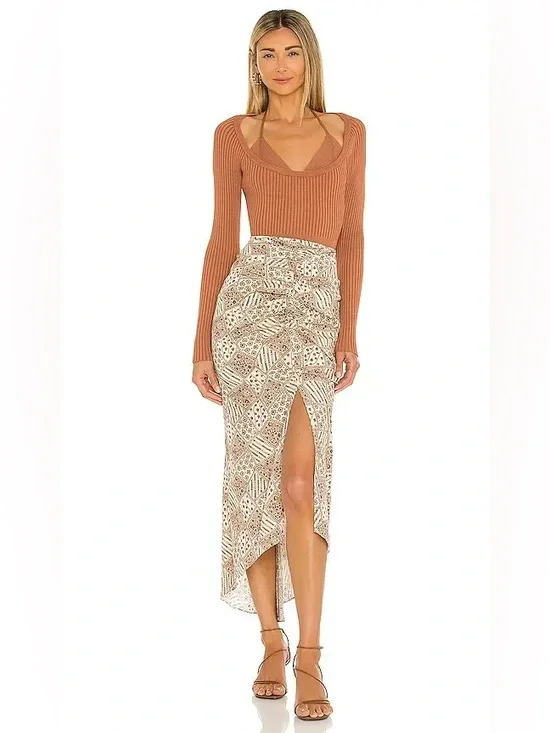 Veronica Beard Pixie Silk Blend Midi Skirt  | Patchwork Print | Size 8