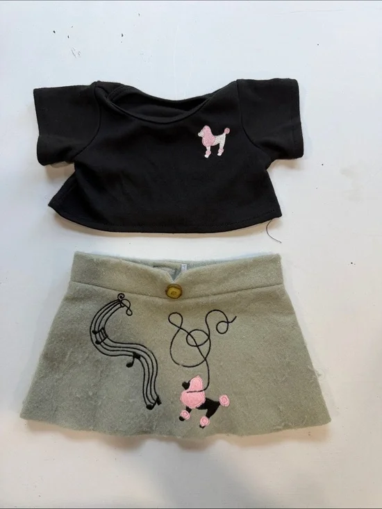 Plush Clothing Set Fits Build-A-Bear Grey Skirt & Black Poodle