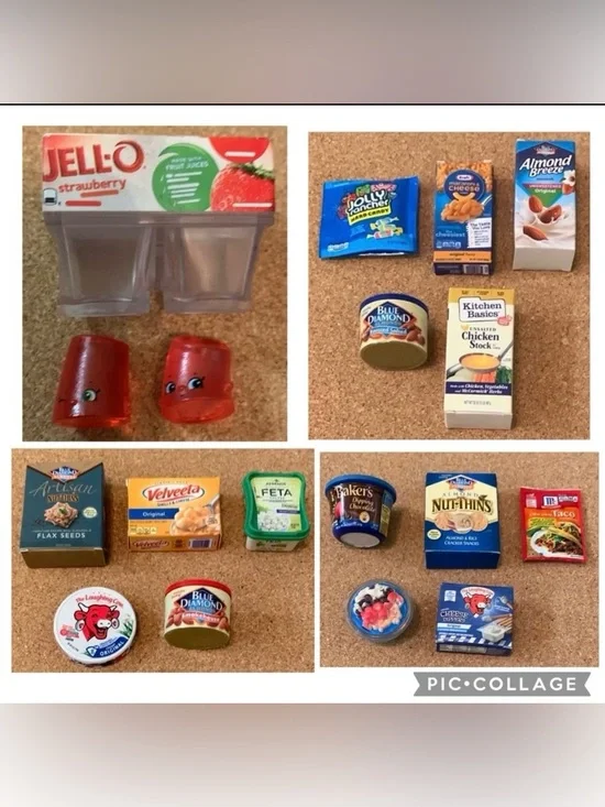 Mini Brands Toy Food Lot Jolly Ranchers,Jello,Mac and Cheese,Nuts,Taco,Crackers