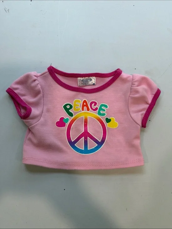 Build-a-bear pink peace sign shirt