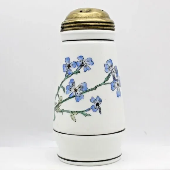 Challinor Taylor Glass Sugar Shaker Muffineer Painted Opalware Florals  Antique