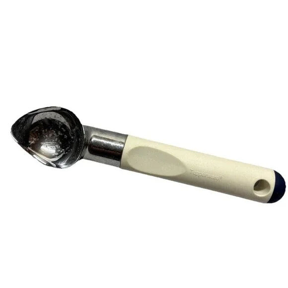 Tupperware Ice Cream Scoop 3045  White Full Size Heavy Duty Blue Tip Scooper