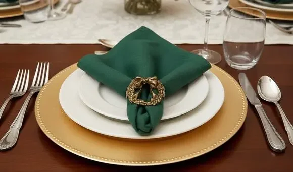 Vintage Brass Wreath Napkin Rings Set of 8 Christmas Bow Holiday Table Decor