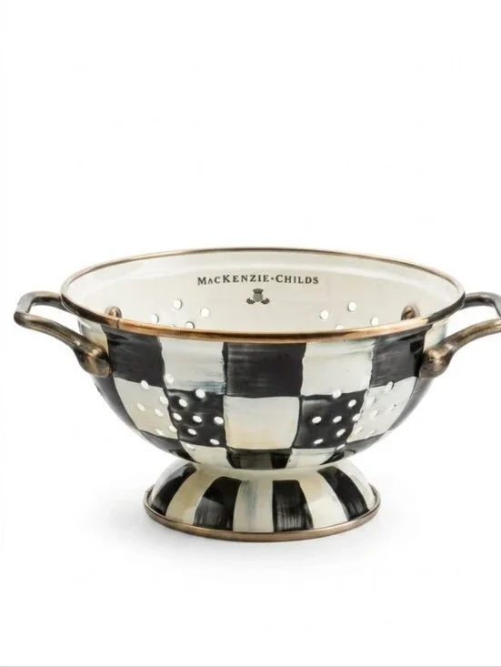 MacKenzie-Childs Courtly Check Large Colander 2.75 Quarts