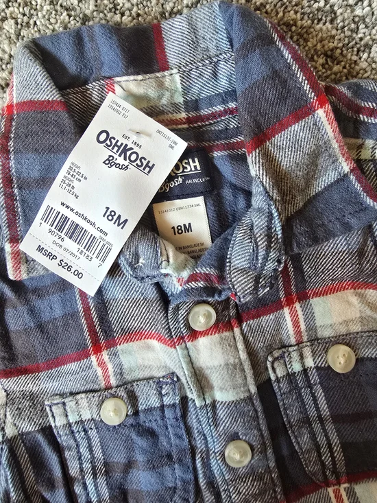 OshKosh B'gosh Toddler Plaid Button-Up Shirt - Blue & Red