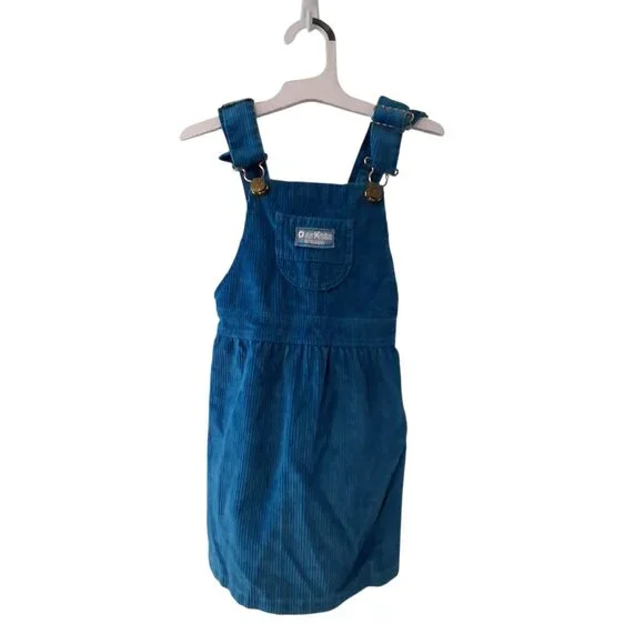 OshKosh vintage overall jumper dress 4t 4 teal corduroy USA