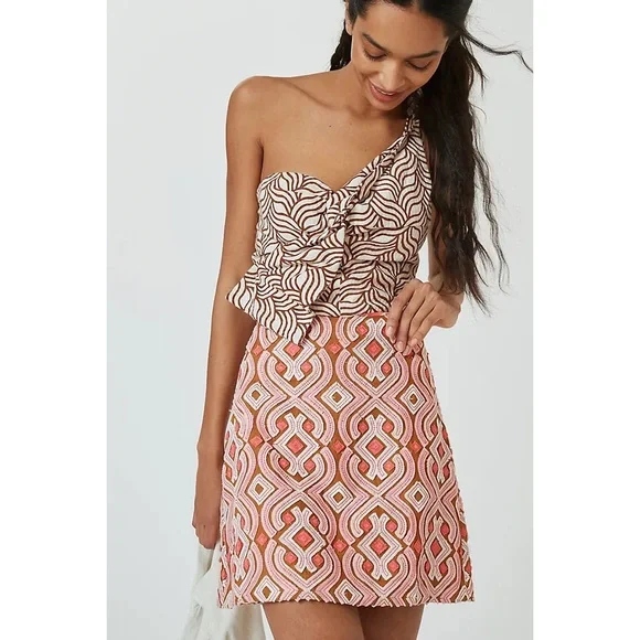 Anthropologie Slim Mini Skirt - Pink & Brown