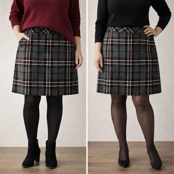 Eddie Bauer Vintage Plaid Wool Mini Skirt