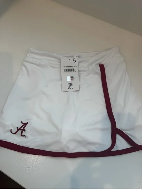 Women's White Athletic Skort with Crimson Trim