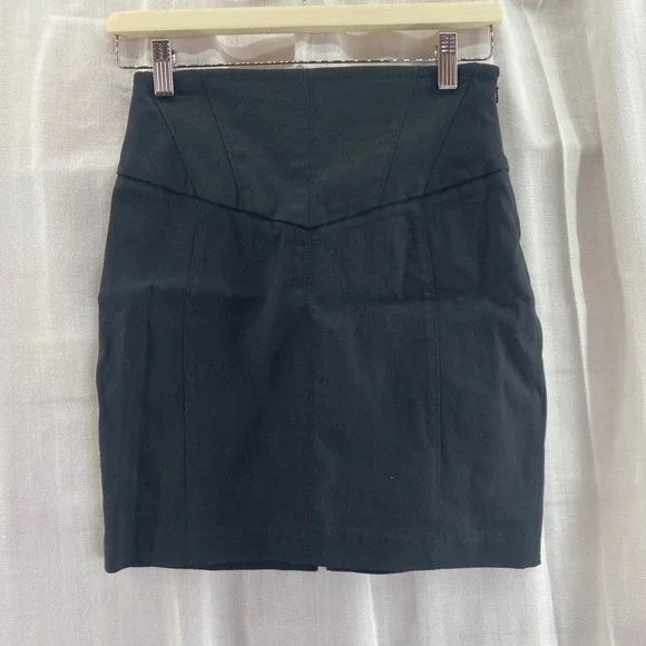 Express Design Studio Black Mini Skirt Corset Waist Fitted Lined Chic‎ Size 0