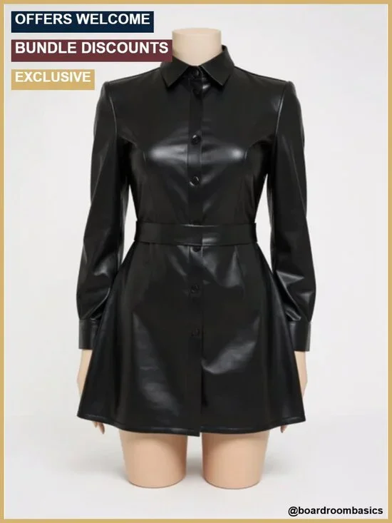 Faux Leather High Waist Bodycon Mini Skirt with Slit