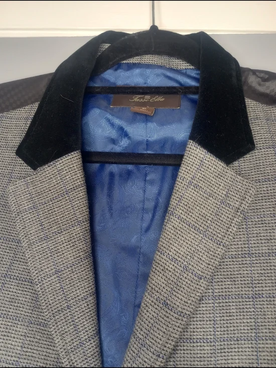 Men's Gray Glen Plaid Vest with Black Velvet Collar