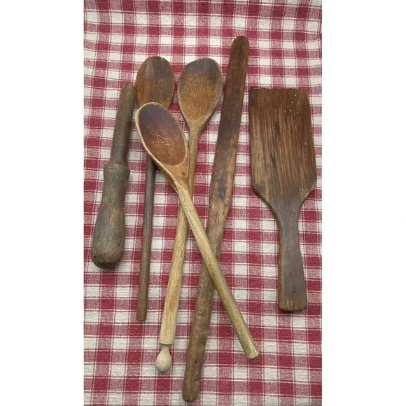 Lot of Vintage Wooden Spoons Kitchen Tools Farmhouse Primitive Decoration