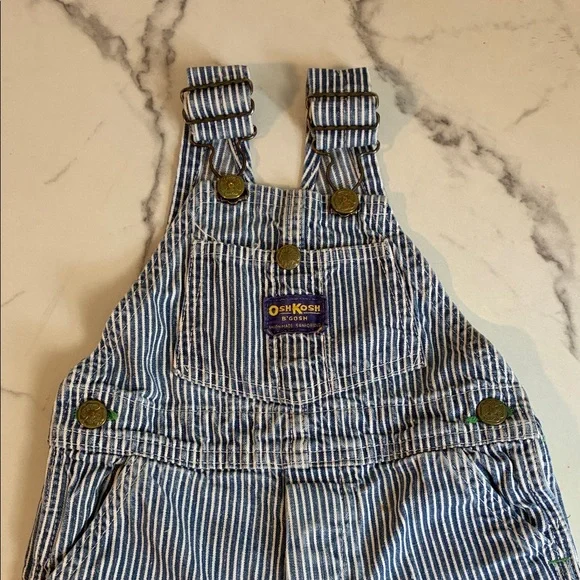 OshKosh B'gosh Navy and White Striped Kids Overalls