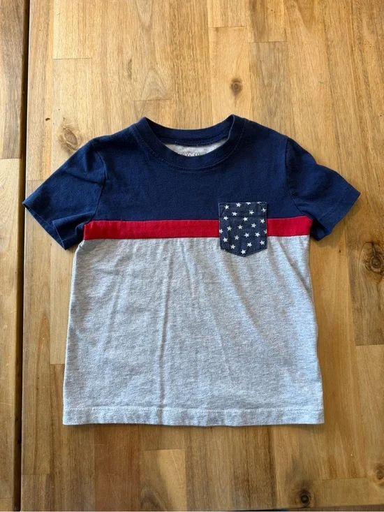 OshKosh B’gosh Toddler Boys Patriotic Pocket Tee 3T | Red White Blue Shirt