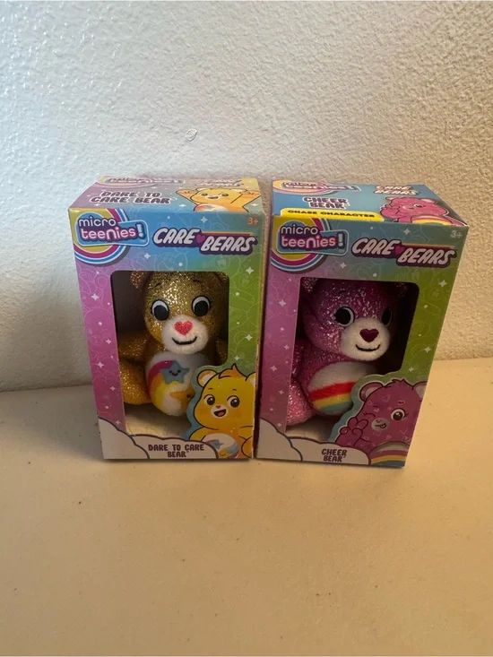 Care Bears Micro Teenies Plush - Gold and Pink Glitter Bears