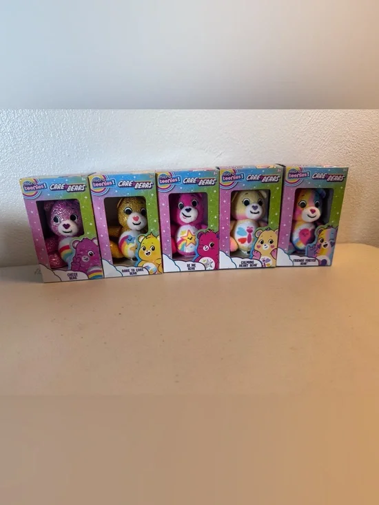 Care Bears Mini Plush Set - Pink, Gold, Purple, White, Rainbow Accents