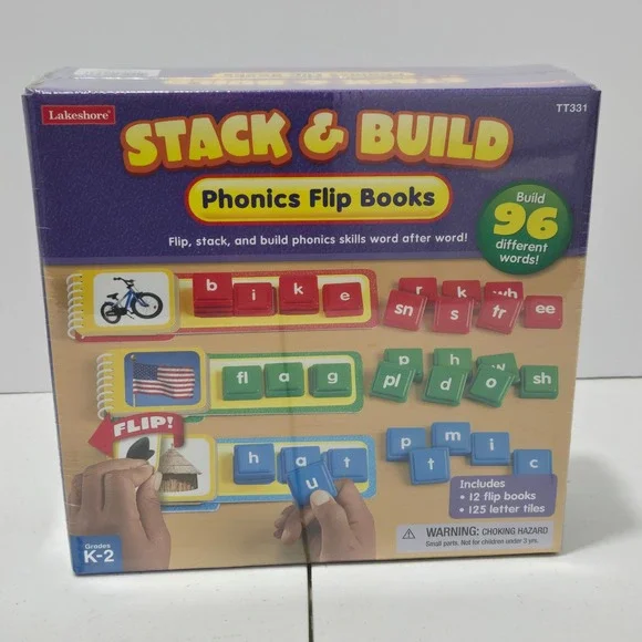 Lakeshore Stack & Build Phonics Flip Books TT331 Grades K-2 Learning Toy NEW